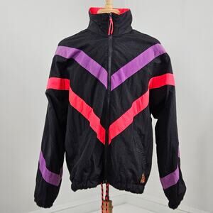 Ocean Equipment Mens Vintage Windbreaker Jacket 90s Black Pink | XXL | Damage